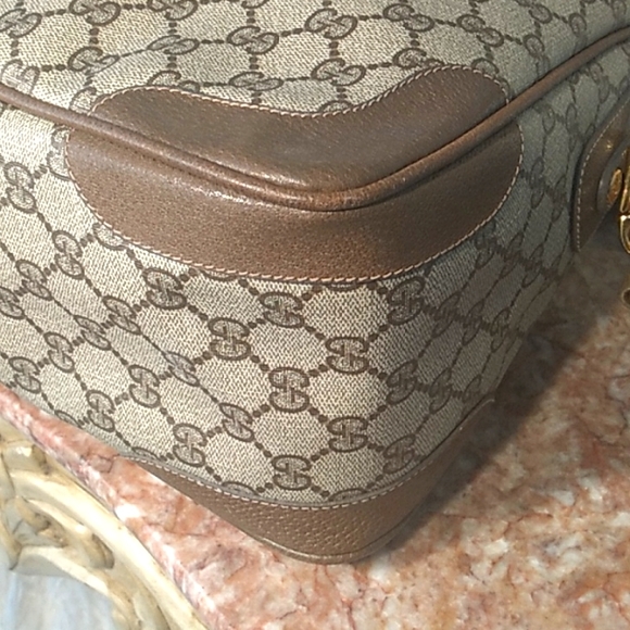 RARE GUCCI~GG~ HANDBAG with SHOULDER STRAP~BROWN - Picture 14 of 15